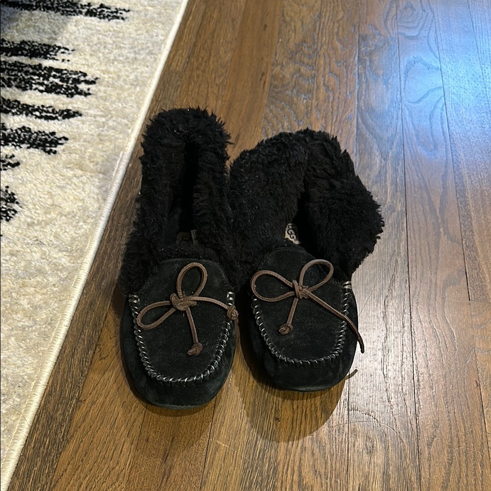 Cozy Black Moccasin Slippers